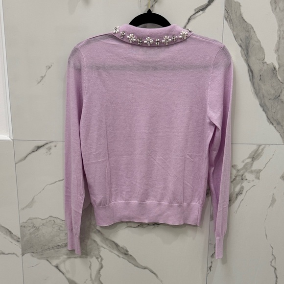 Zara Light Purple Sweater with Pearl Diamond Flower Collar - Picture 6 of 8